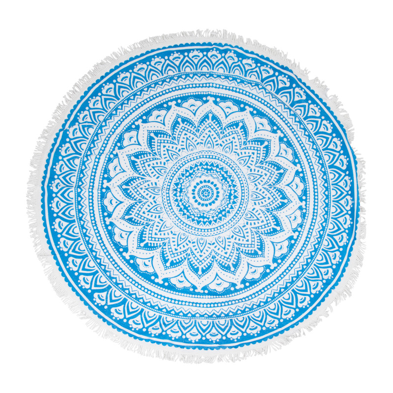 Beachplaid rondo  indian blue - blauw - 145 cm