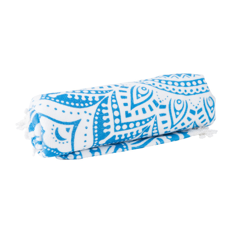 Beachplaid rondo  indian blue - blauw - 145 cm