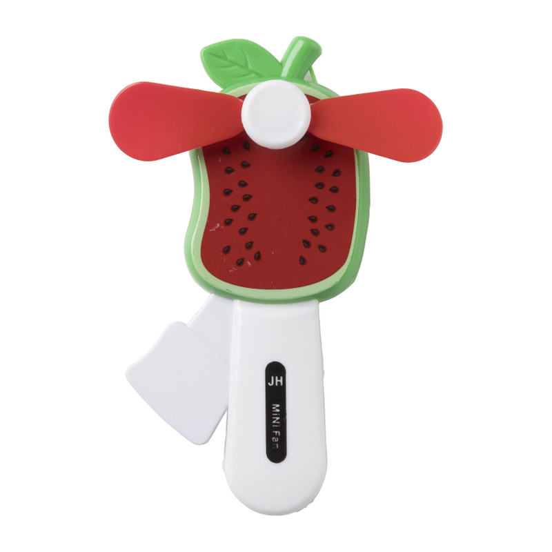 Handventilator meloen - kunststof - 13.5x7 cm
