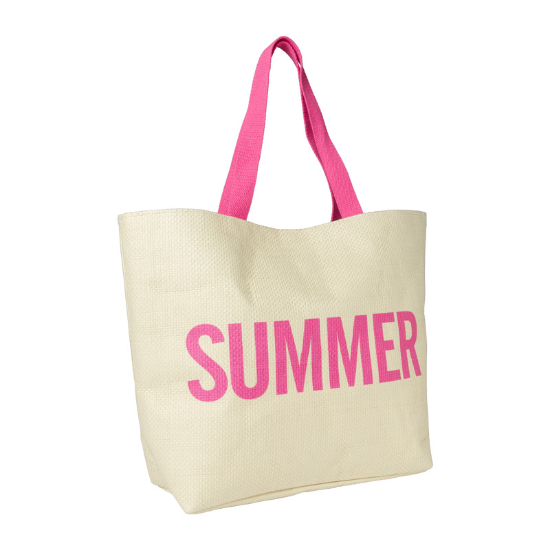 Strandtas Wilma Summer - beige/roze - 53x15x38 cm