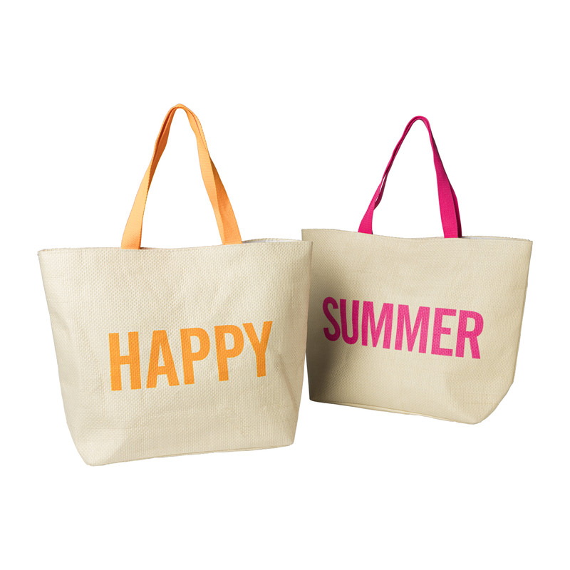 Strandtas Wilma Summer - beige/roze - 53x15x38 cm