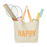 Strandtas Happy - beige/oranje - 53x15x38 cm