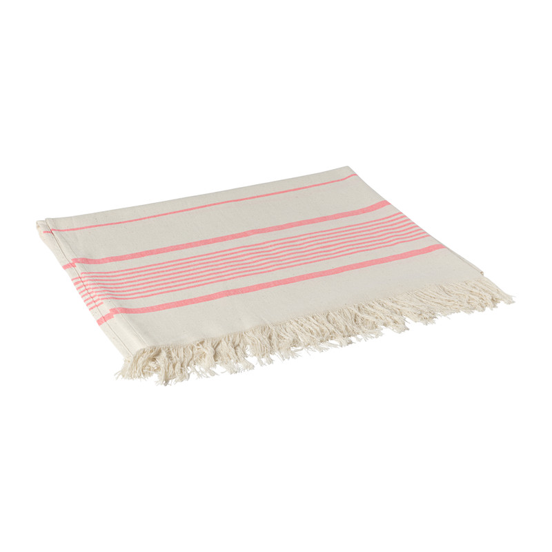 Hamamdoek Jenny - beige/roze - 90x150 cm