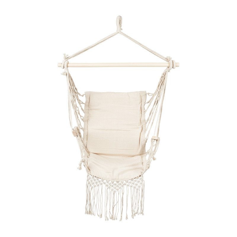 Hangstoel met franjes - beige - 90x95x50 cm