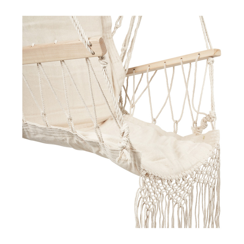 Hangstoel met franjes - beige - 90x95x50 cm