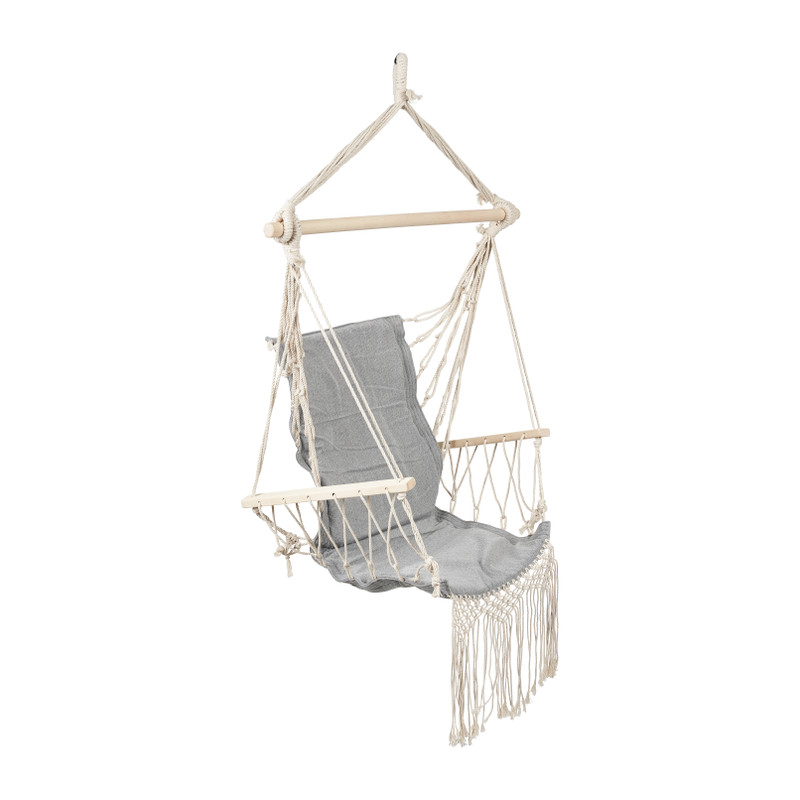 Hangstoel met franjes - grijs - 90x95x50 cm