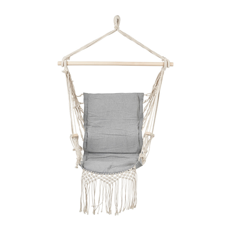 Hangstoel met franjes - grijs - 90x95x50 cm