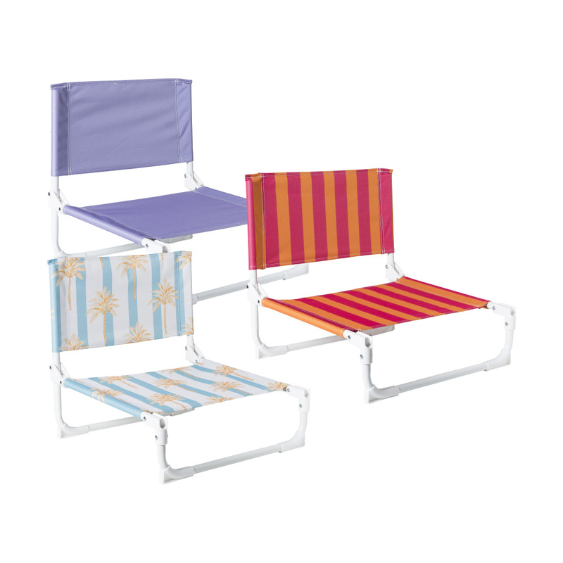 Strandstoeltje palmboom - blauw/wit - 45x45x46 cm