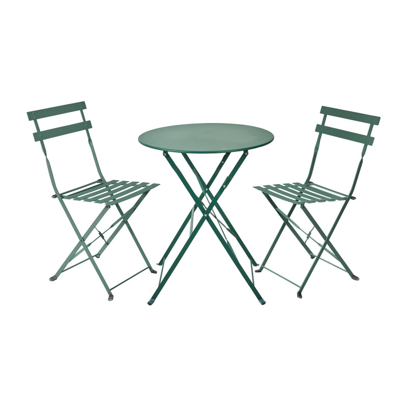 Bistroset tafel + 2 stoelen - groen - ⌀59x70 | 41x44x81 cm