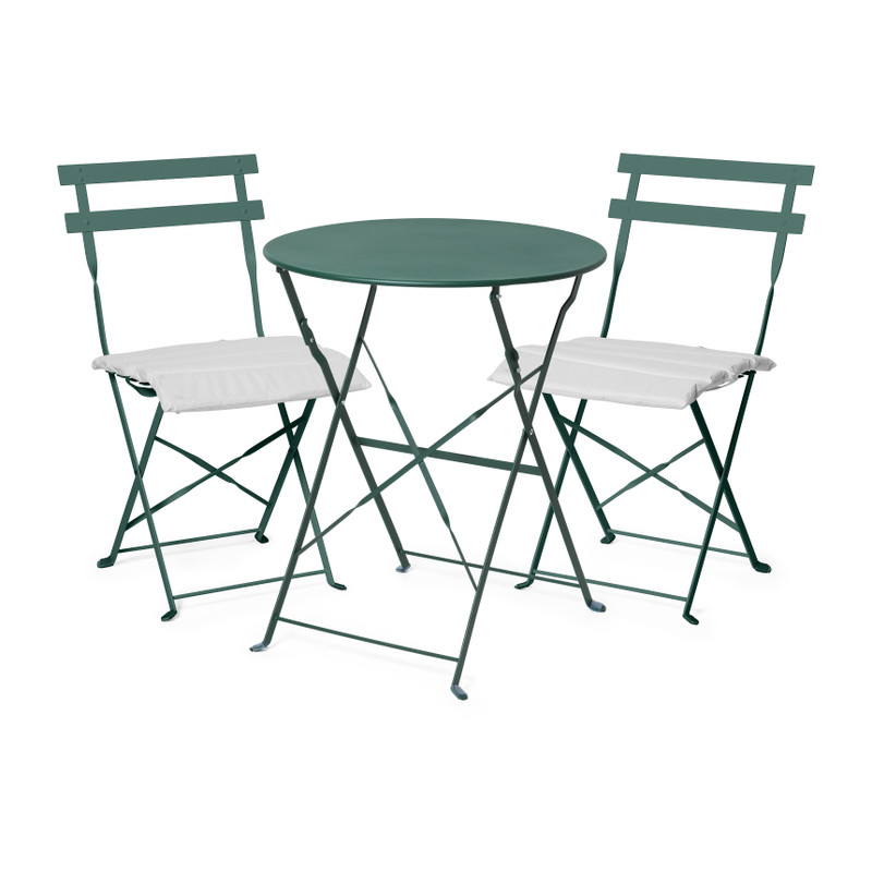Bistroset tafel + 2 stoelen - groen - ⌀59x70 | 41x44x81 cm