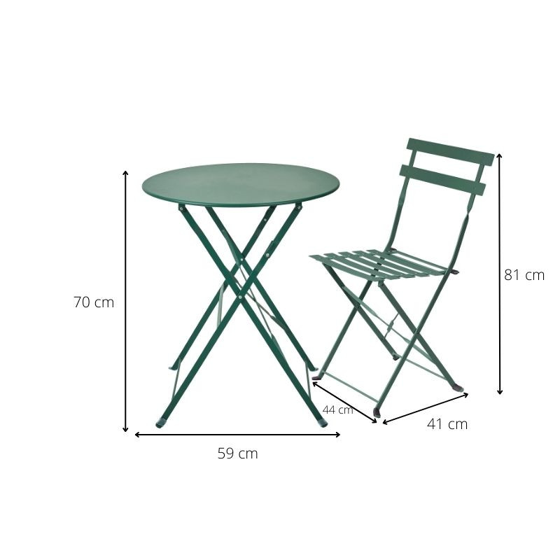 Bistroset tafel + 2 stoelen - groen - ⌀59x70 | 41x44x81 cm