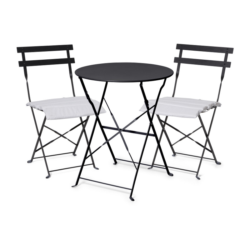 Bistroset tafel + 2 stoelen - zwart - ⌀59x70 | 41x44x81 cm
