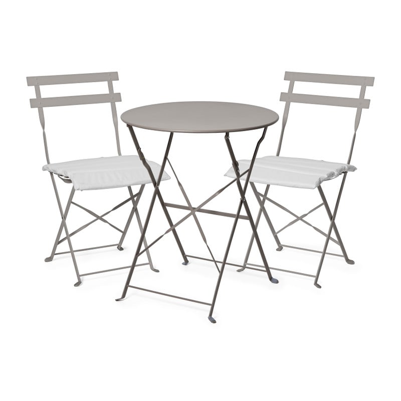 Bistroset tafel + 2 stoelen - grijs -⌀59x70 | 41x44x81 cm