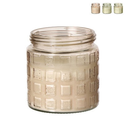 Citronella kaars in glas - blokpatroon - ø11.2x12 cm