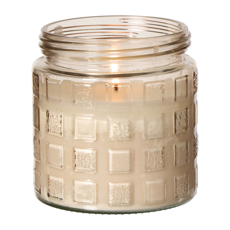 Citronella kaars in glas - blokpatroon - ø11.2x12 cm