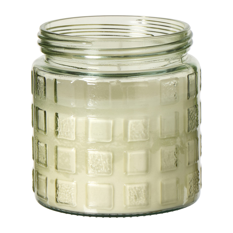 Citronella kaars in glas - blokpatroon - ø11.2x12 cm