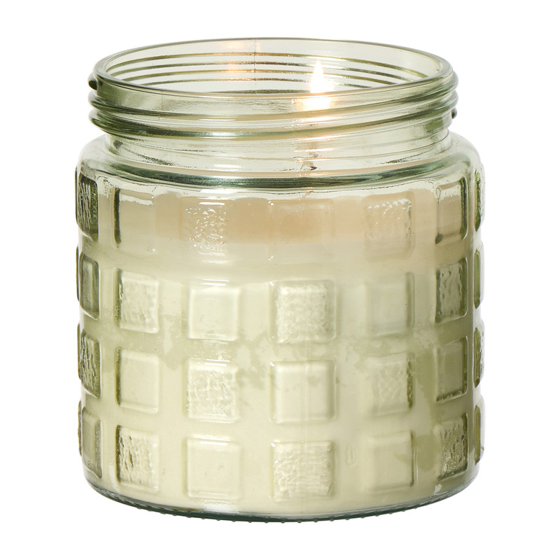 Citronella kaars in glas - blokpatroon - ø11.2x12 cm