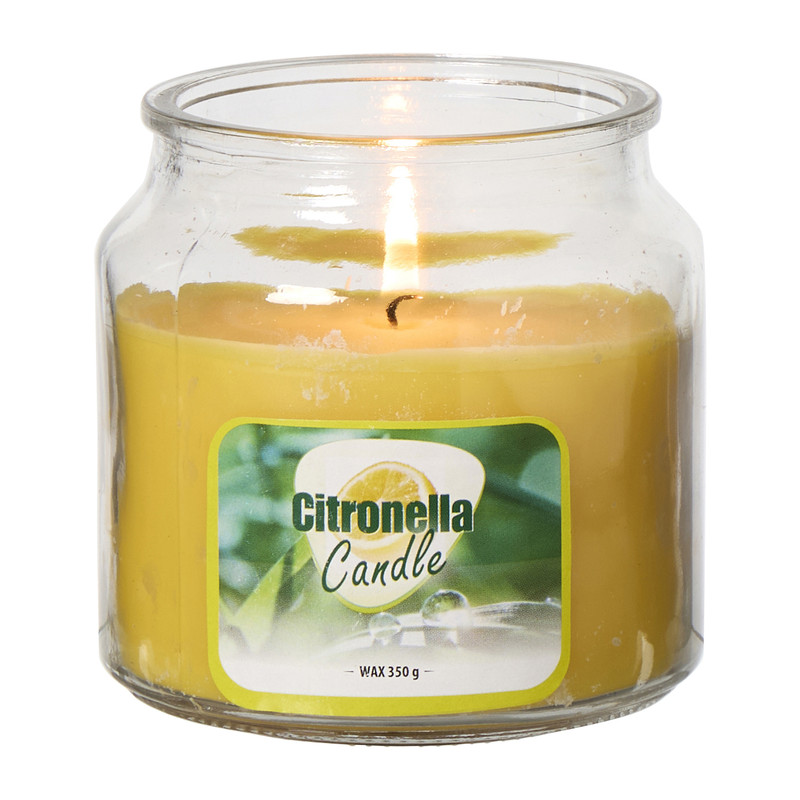 Citronella kaars in glas - geel - ø10x13.5 cm