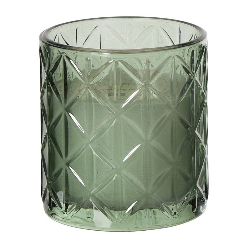 Citronella kaars in geribbeld glas - ø7.2x8 cm - diverse varianten