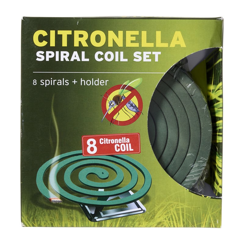 Citronella spiral coil set met houder - set van 8