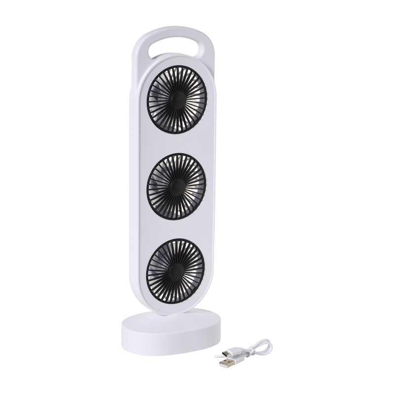 Oplaadbare USB ventilator - wit - 37.5x13x8.7 cm 