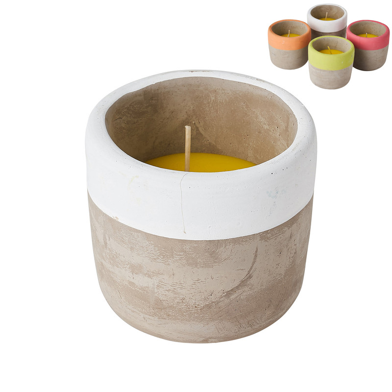 Citronella kaars in beton pot - diverse kleuren - ø8x8 cm