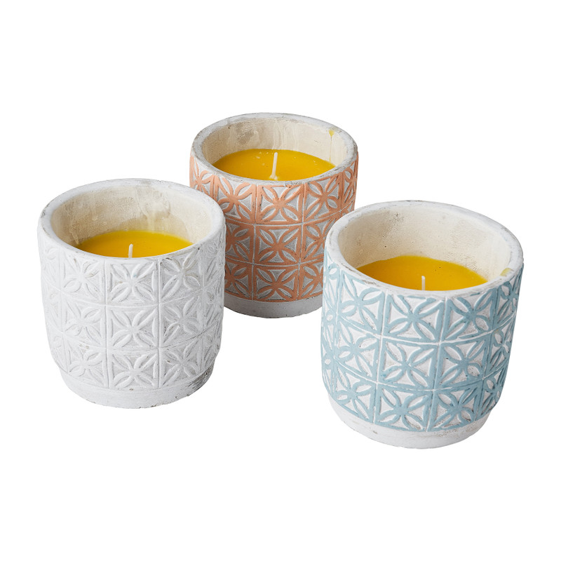 Citronella kaars in beton pot - diverse kleuren - ø11x11 cm