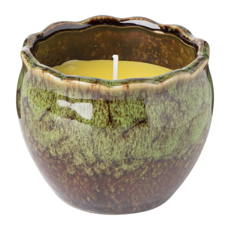 Citronella kaars in ribbel pot - diverse kleuren - ⌀10x8 cm
