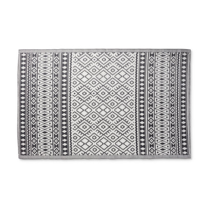 Buitenkleed ethnic - zwart/wit - 120x180 cm