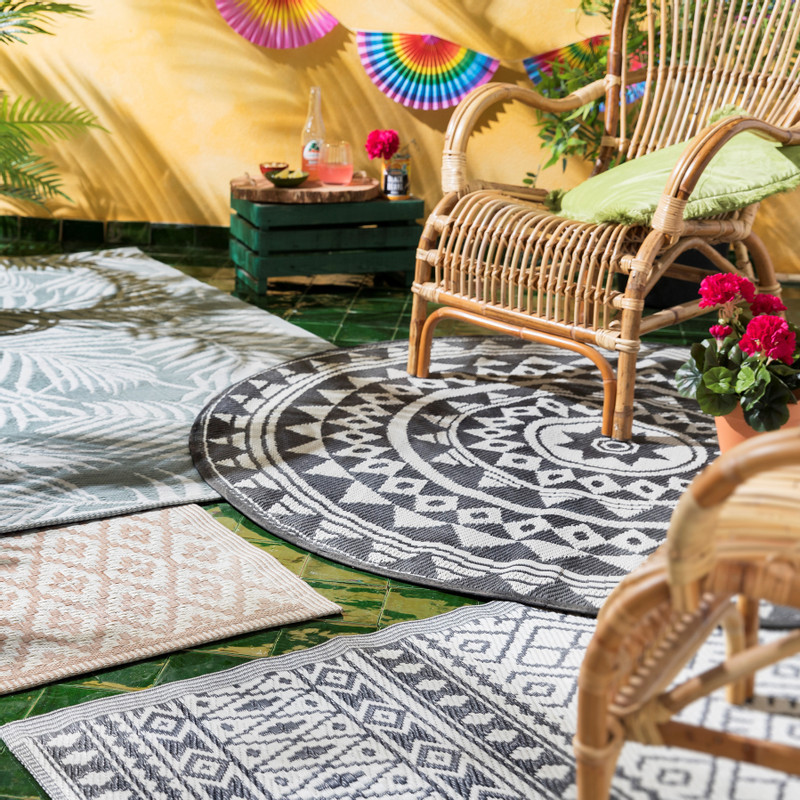 Buitenkleed azteken - beige - 160x230 cm