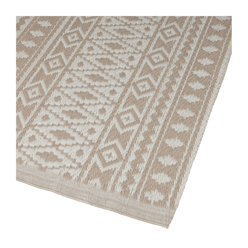Buitenkleed ethnic - beige/wit - 160x230 cm