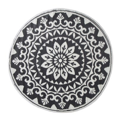 Buitenkleed bloem - zwart - ø150 cm
