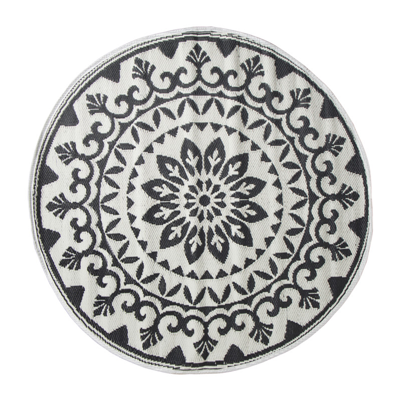 Buitenkleed bloem - zwart - ø150 cm