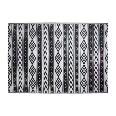 Buitenkleed tribal - zwart - 160x230 cm