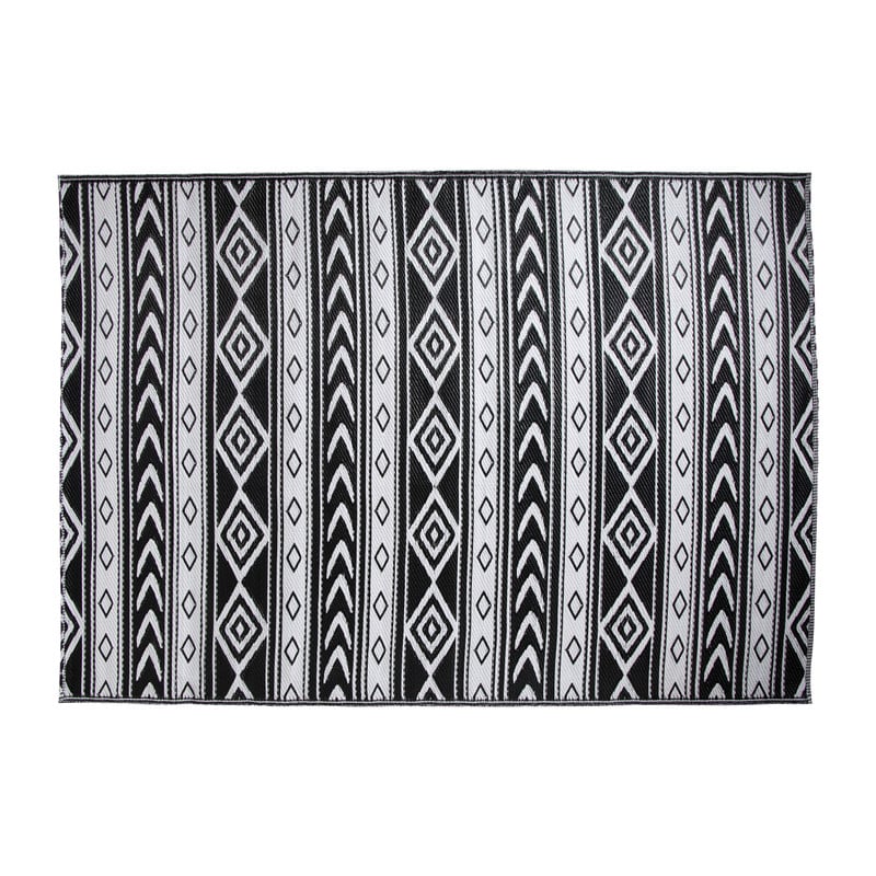 Buitenkleed tribal - zwart - 160x230 cm