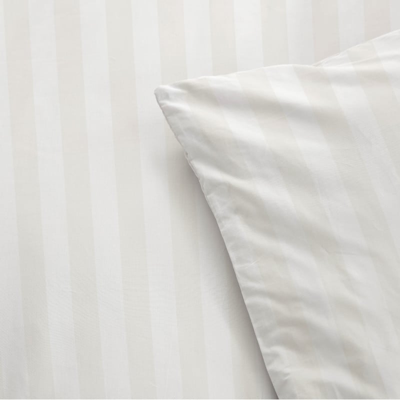 Dekbedovertrek 1-persoons - wit gestreept - 140x220 cm