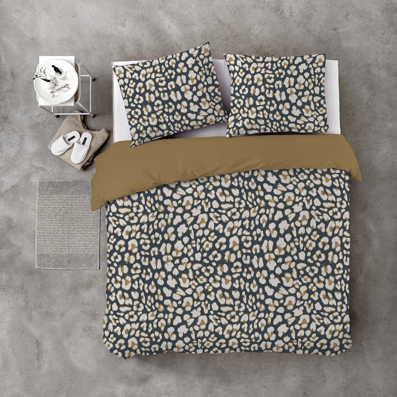 Dekbedovertrek 2-persoons - luipaard okergeel - 240x220 cm 
