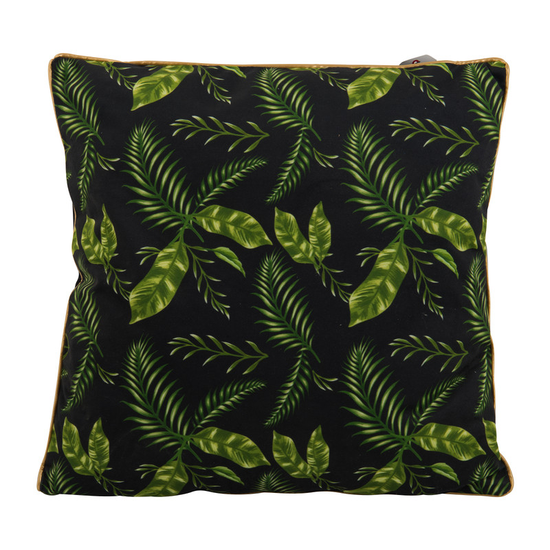Sierkussen varenblad - zwart - 45x45 cm