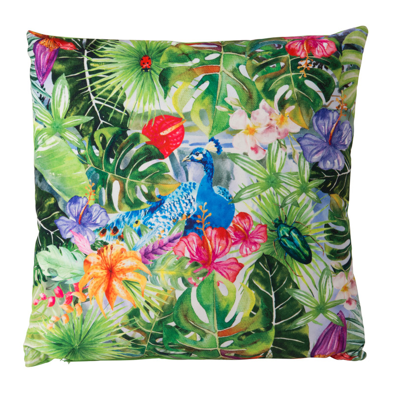 Kussen jungle pauw - multikleur - 45x45 cm
