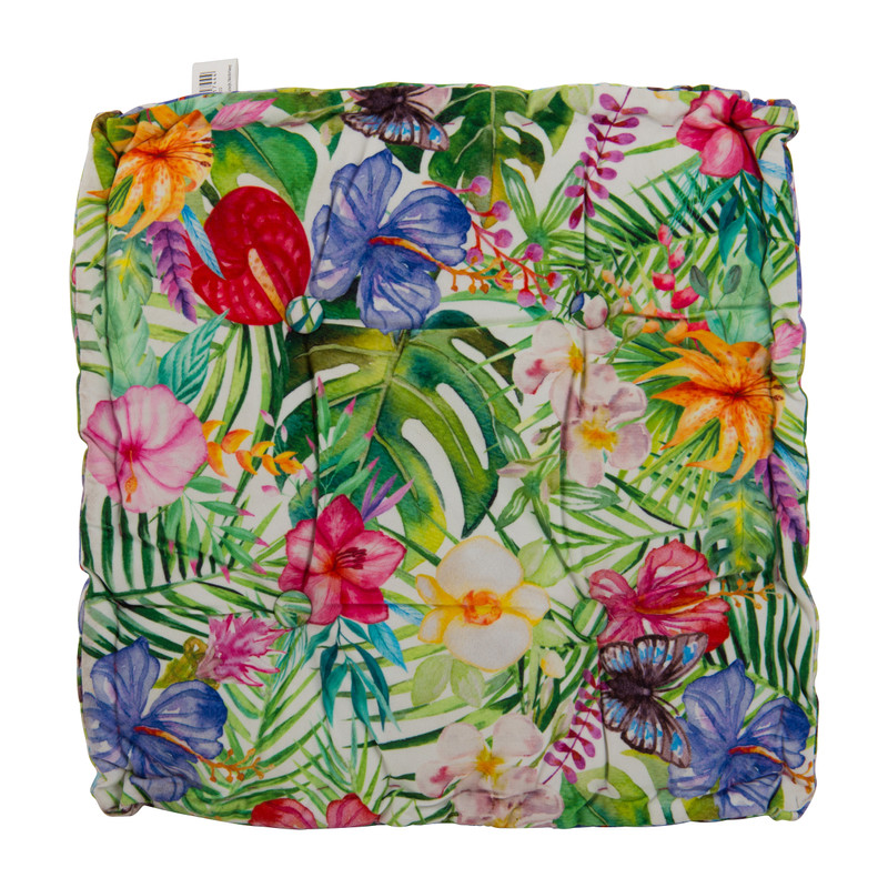 Matraskussen tropische bloemen - multikleur - 45x45 cm
