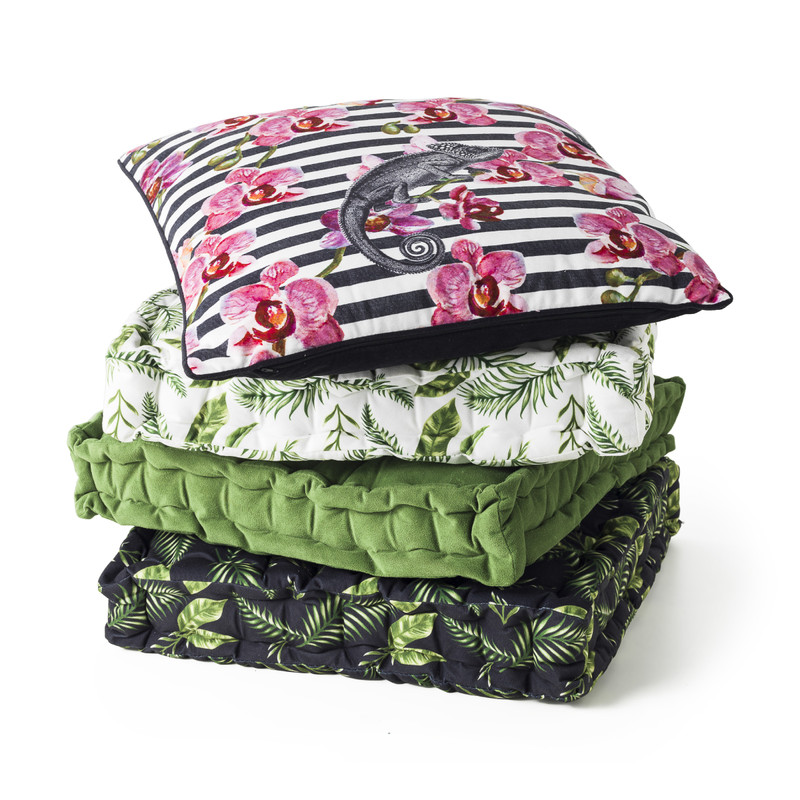 Sierkussen orchidee kameleon - multikleur - 45x45 cm