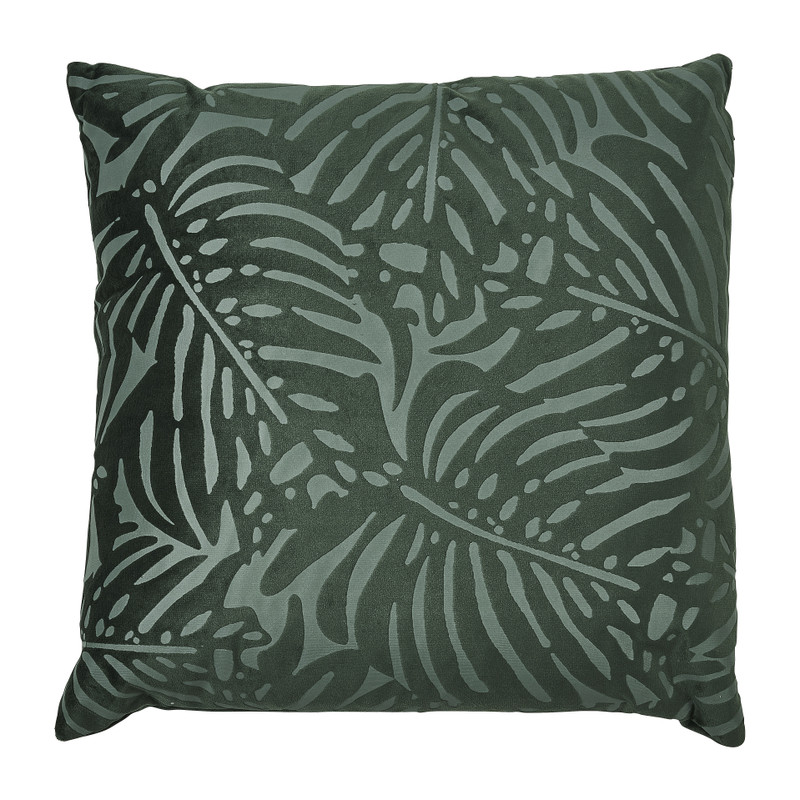 Sierkussen reliëf blad - groen - 45x45 cm