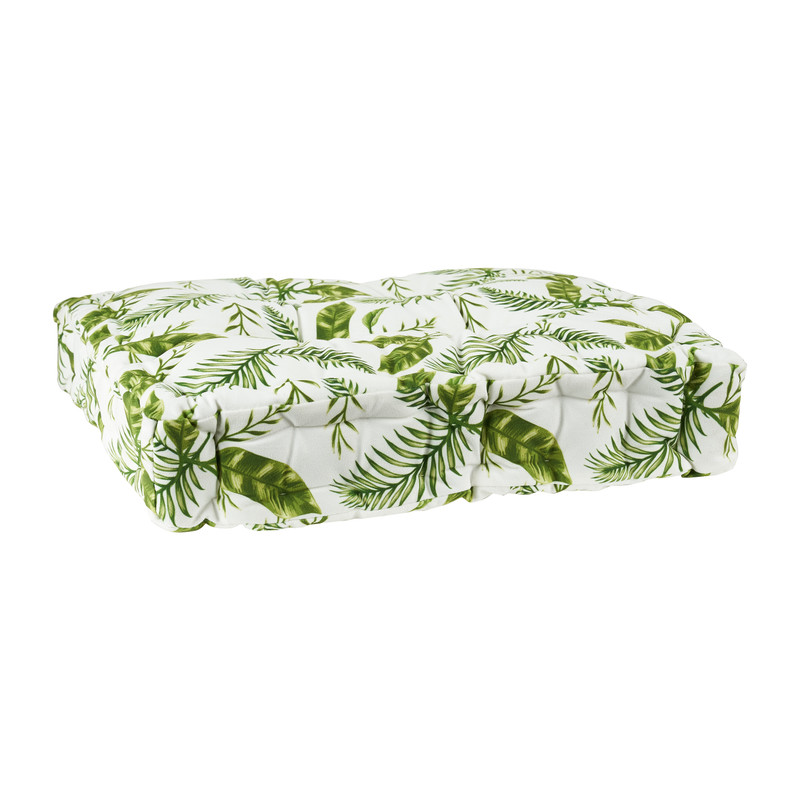 Matraskussen bladeren - wit - 45 x 45 x 8 cm