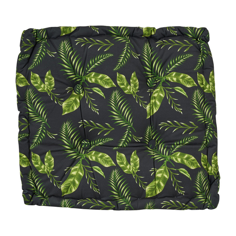 Matraskussen bladeren - zwart - 45 x 45 x 8 cm