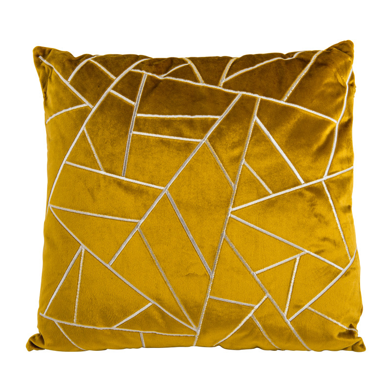 Sierkussen lijnen - okergeel - 45x45 cm