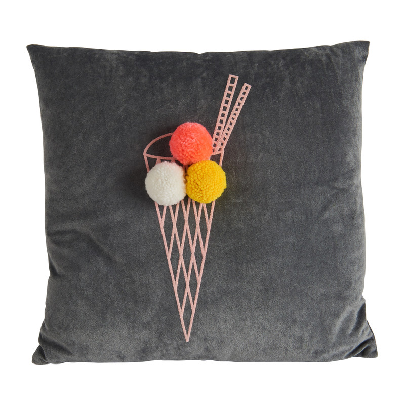 Sierkussen ijsje pompom - 40x40 cm