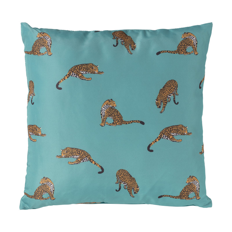 Sierkussen luipaard - turquoise - 45x45 cm