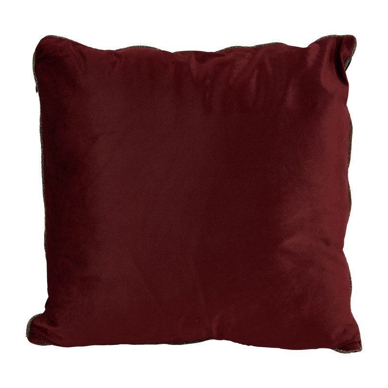 Sierkussen LED lichtjes - bordeauxrood - 45x45 cm 