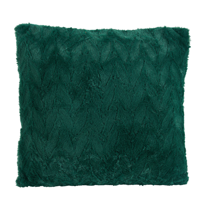Sierkussen bont met dessin - groen - 45x45 cm 
