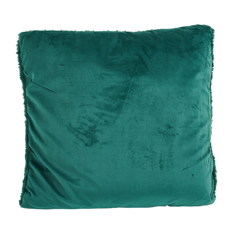 Sierkussen bont met dessin - groen - 45x45 cm 